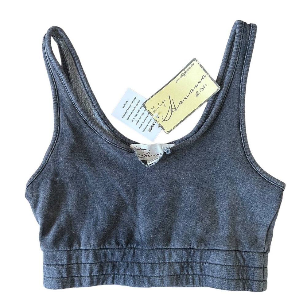 Vintage Havana Junior's Cropped Tank Top Sleeveless Size S Gray